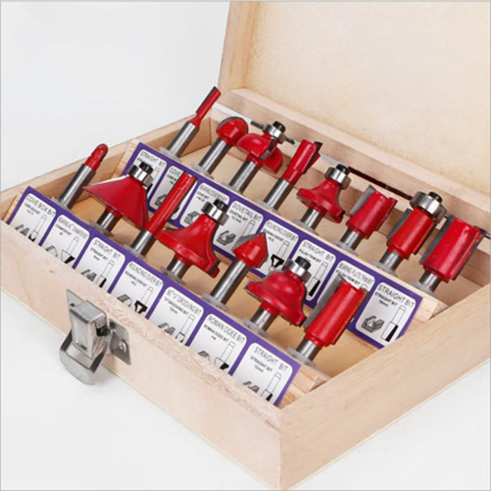 15X 1/2 1/4 inch Router Bits Set Woodworking Tool Cutter Shank Tungsten Carbide