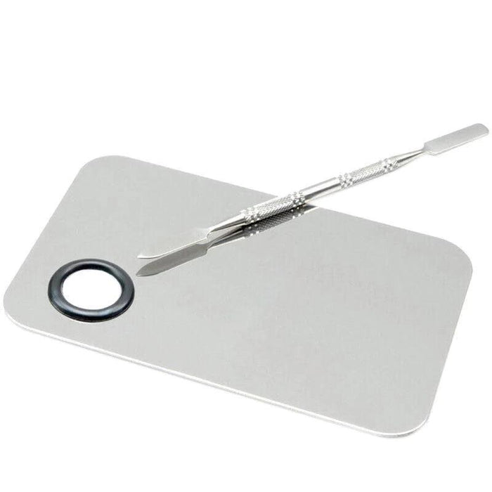 Professional Makeup Mixing Palette & Spatula Set - Stainless Steel Cosmetic Tool